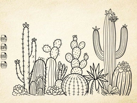 Download Cactus SVG, Hand Drawn Desert Clipart - Desert clipart Collection