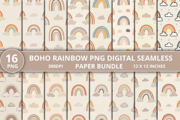 Download Boho Rainbow PNG Digital Paper Bundle - Boho rainbow png Collection